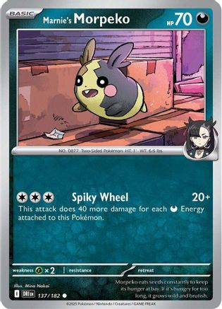 Marnie's Morpeko 137/182 - Reverse Holofoil Destined Rivals - Common