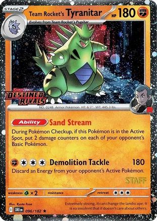 Team Rocket's Tyranitar (Prerelease) [Staff] 096  - Holofoil Miscellaneous Cards & Products