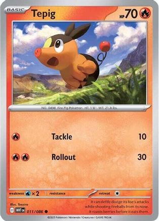 Tepig 011/086  - Holofoil SV White Flare