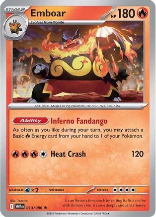 Emboar 013/086 - Reverse Holofoil White Flare