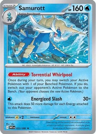 Samurott 023/086 - Reverse Holofoil White Flare