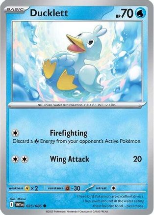 Ducklett 025/086 - Reverse Holofoil White Flare