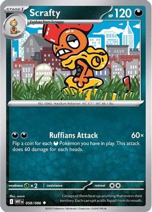 Scrafty 058/086 - Reverse Holofoil White Flare