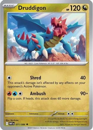 Druddigon 071/086 - Reverse Holofoil White Flare