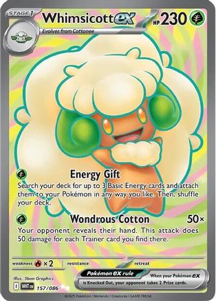 Whimsicott ex 157/086  - Holofoil SV White Flare