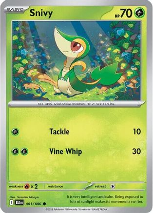 Snivy 001/086  - Reverse Holofoil SV Black Bolt