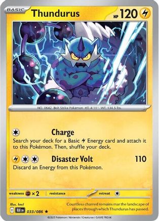 Thundurus 033/086 - Reverse Holofoil Black Bolt