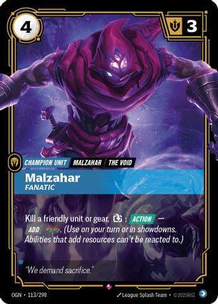 Malzahar - Fanatic 113/298 - Origins Foil