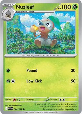 Nuzleaf 014/132 - Reverse Holofoil Mega Evolution