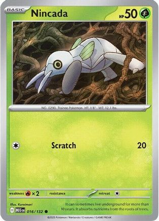 Nincada 016/132 - Reverse Holofoil Mega Evolution