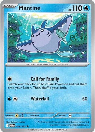 Mantine 032/132 - Reverse Holofoil Mega Evolution
