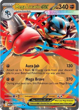 Mega Lucario ex 077/132 - Holofoil Mega Evolution