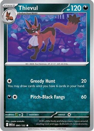 Thievul 090/132 - Reverse Holofoil Mega Evolution