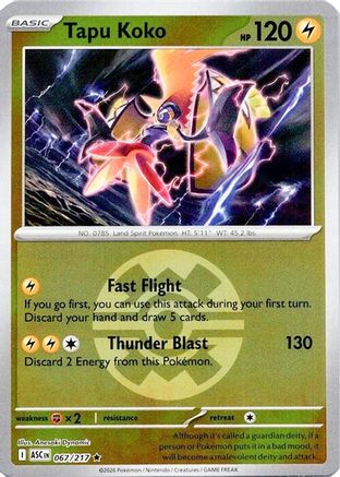 Tapu Koko (Quick Ball) 067/217 - Reverse Holofoil Ascended Heroes