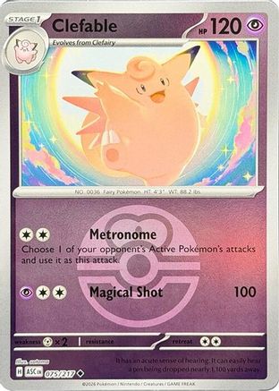 Clefable (Love Ball) 075/217 - Reverse Holofoil Ascended Heroes