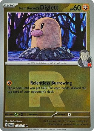 Team Rocket's Diglett (Team Rocket) 100/217 - Reverse Holofoil Ascended Heroes