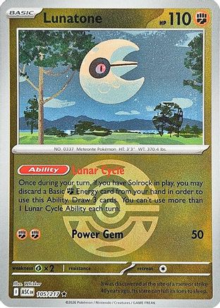 Lunatone (Dusk Ball) 105/217 - Reverse Holofoil Ascended Heroes
