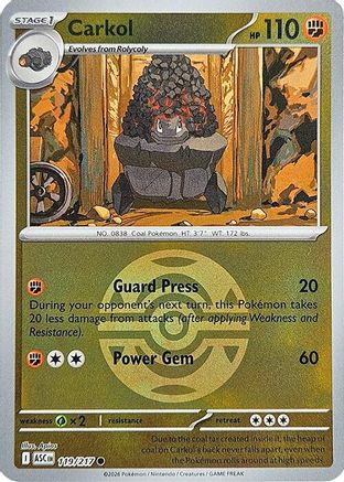 Carkol (Dusk Ball) 119/217 - Reverse Holofoil Ascended Heroes