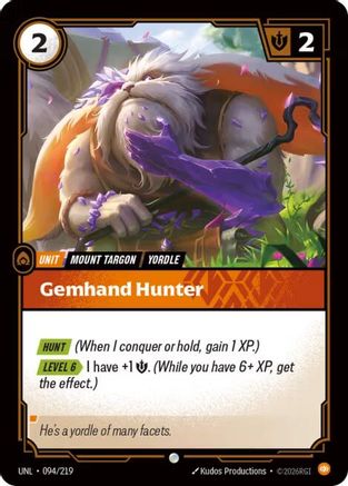 Gemhand Hunter 094/219 - Unleashed Foil