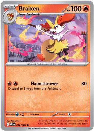 Braixen 012  - Reverse Holofoil ME04 Chaos Rising