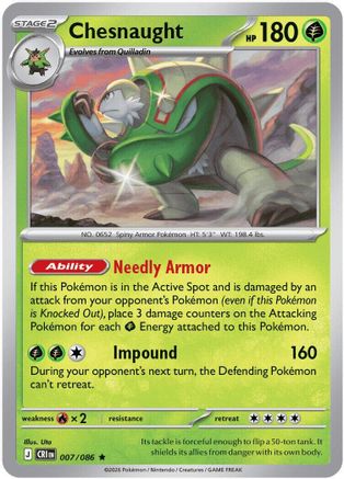 Chesnaught 007  - Reverse Holofoil ME04 Chaos Rising