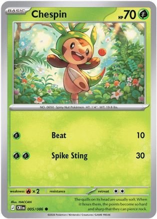 Chespin 005/086  - Reverse Holofoil ME04 Chaos Rising