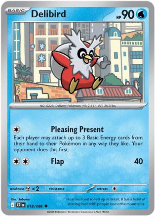 Delibird 018  - Reverse Holofoil ME04 Chaos Rising