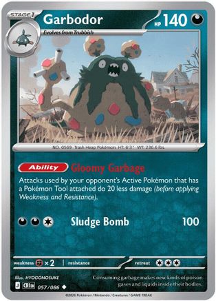 Garbodor 057  - Reverse Holofoil ME04 Chaos Rising