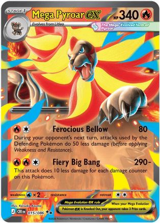 Mega Pyroar ex 015/086  - Holofoil ME04 Chaos Rising