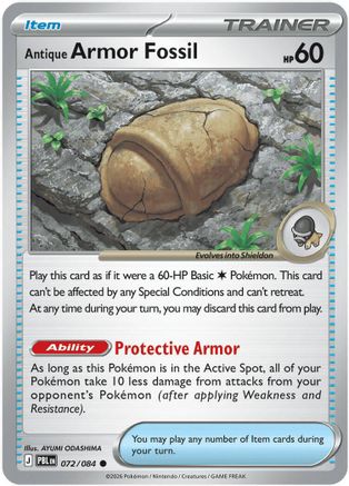 Antique Armor Fossil 072  - Reverse Holofoil ME05 Pitch Black