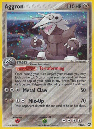 Aggron 001/108 - Reverse Holofoil Power Keepers
