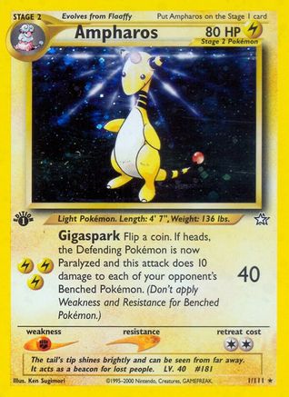 Ampharos 001/111 - 1st Edition Holofoil Neo Genesis