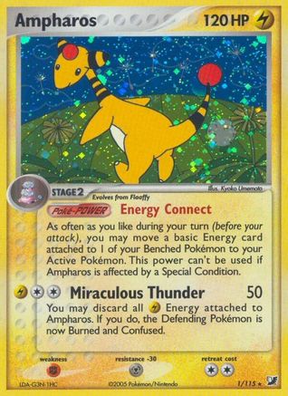 Ampharos 001/115 - Reverse Holofoil Unseen Forces