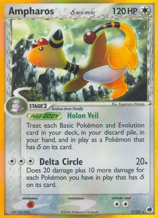 Ampharos (Delta Species) 001/101 - Holofoil Dragon Frontiers