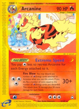 Arcanine 002/147 - Reverse Holofoil Aquapolis