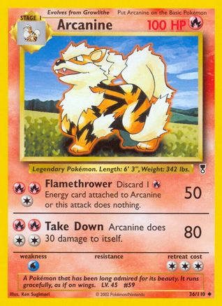 Arcanine 036/110 - Reverse Holofoil Legendary Collection
