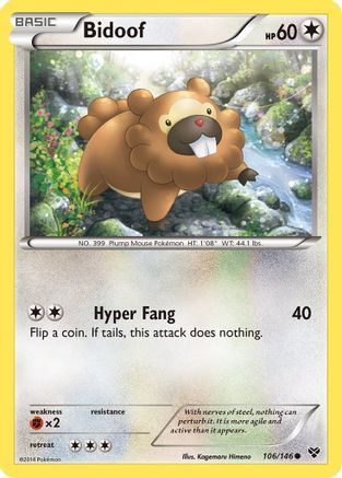 Bidoof 106/146  - Reverse Holofoil XY Base Set