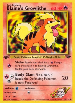Blaine's Growlithe 062/132 - 1st Edition Gym Challenge