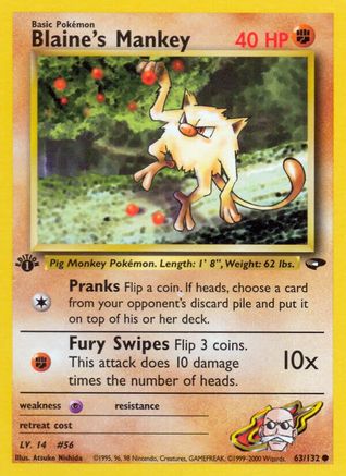 Blaine's Mankey 063/132 - 1st Edition Gym Challenge