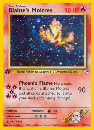Blaine's Moltres 001/132 - 1st Edition Holofoil Gym Heroes