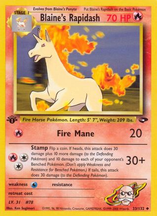 Blaine's Rapidash 033/132 - 1st Edition Gym Challenge
