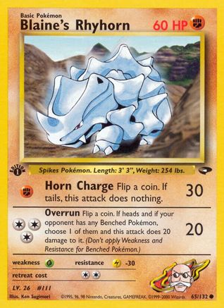 Blaine's Rhyhorn 065/132 - 1st Edition Gym Challenge