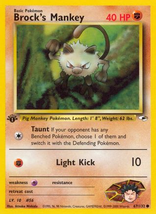 Brock's Mankey 067/132 - 1st Edition Gym Heroes