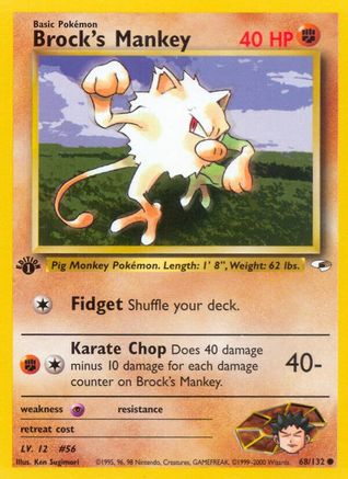 Brock's Mankey 068/132 - 1st Edition Gym Heroes