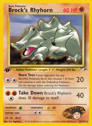 Brock's Rhyhorn 022/132 - 1st Edition Gym Heroes