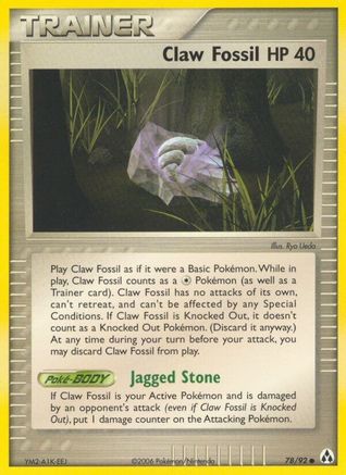Claw Fossil 078/92 - Reverse Holofoil Legend Maker