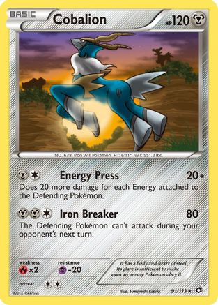 Cobalion 091/113  - Reverse Holofoil Legendary Treasures