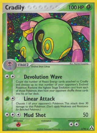 Cradily 003/92 - Reverse Holofoil Legend Maker