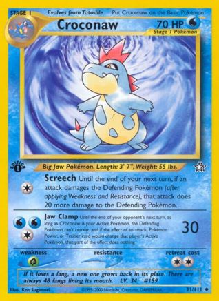 Croconaw 031/111 - 1st Edition Neo Genesis