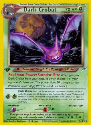 Dark Crobat 002/105 - 1st Edition Holofoil Neo Destiny